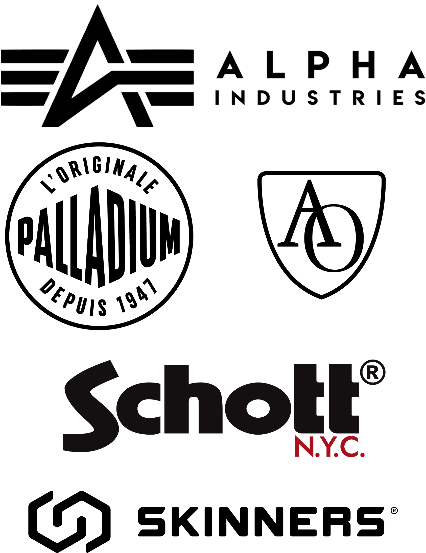 Logos of carried brands